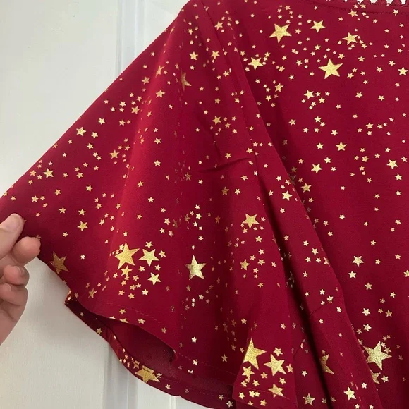 Unique Vintage Red and Gold Starry Midi Dress - Picture 5 of 9
